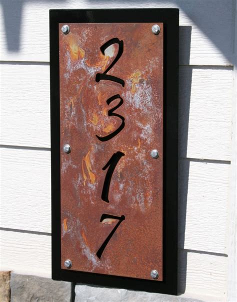 rustic metal house number signs|metal reflective house numbers.